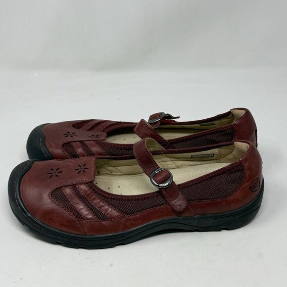 Keen Paradise Mary Jane Shoes Womens 11 Burgundy Leather Casual Comfort Office - Picture 4 of 16